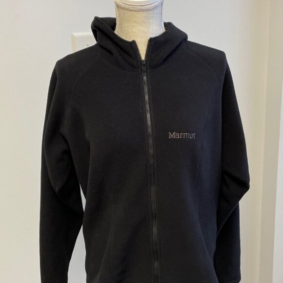 Marmot Polartec Women's Hooded Fleece Jacket - Black - Size L - GUC - Picture 2 of 7